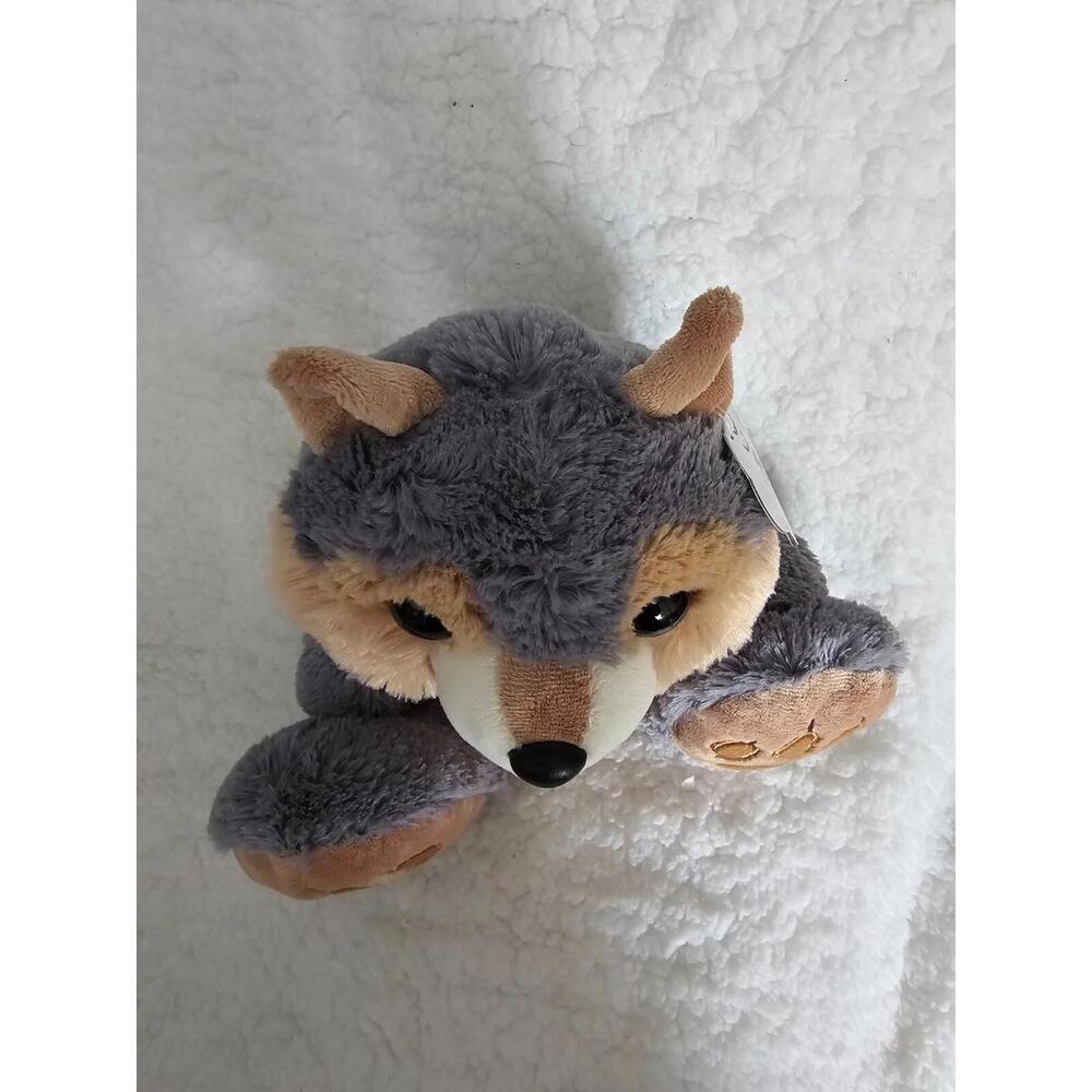 New Aurora Taddle Toes Plush Eclipse Wolf Big Feet Sitting Husky Gray/Brown 9" - Picture 3 of 11